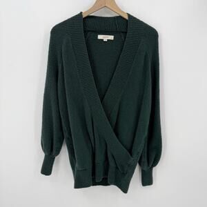 Loft Chenille Faux Wrap Surplice Sweater S Womens Green Layering Comfy Old Money